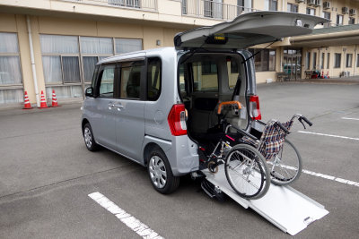a wheelchair in the van